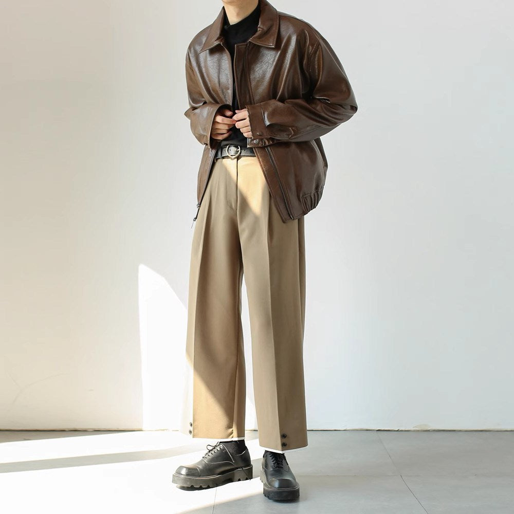 Men's Retro Short Personalized Leather Coat  Leather Jacket 86.55 