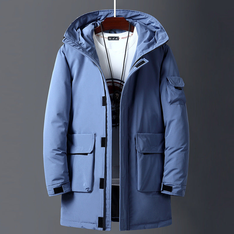 Hooded Warm Down Jacket Male  Leather Jacket  
