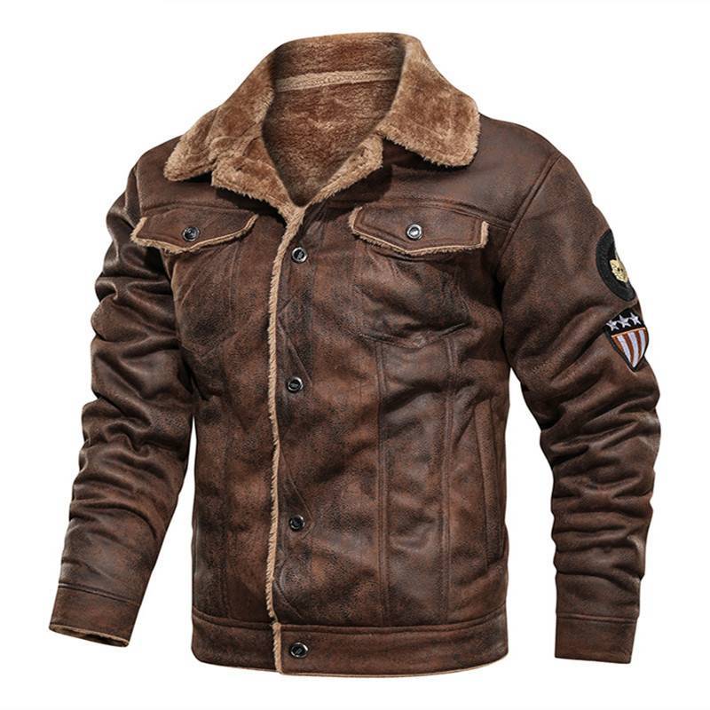 Fur integrated leather clothing  Leather Jacket 110.08 Coffee-XXL