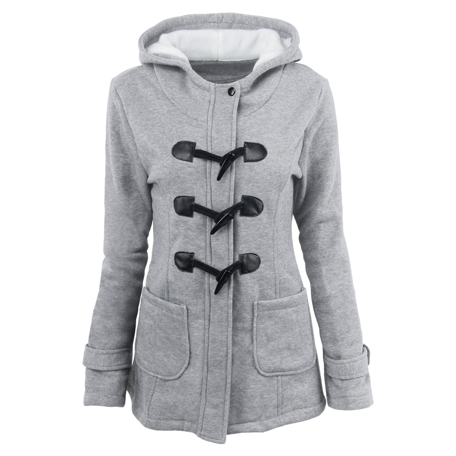 warm winter fur collar jackets women new horn button Long down coat women parka Plus Size female parka hoodies Women  Leather Jacket  