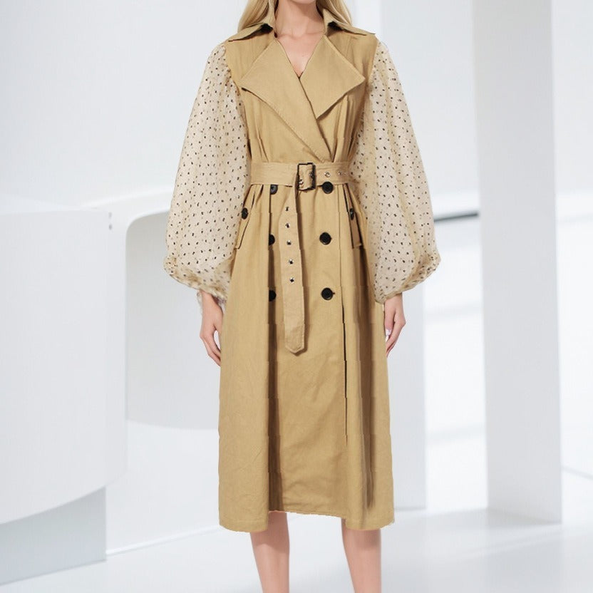Coat And Trench Coat Women's Mid-length  Leather Jacket  