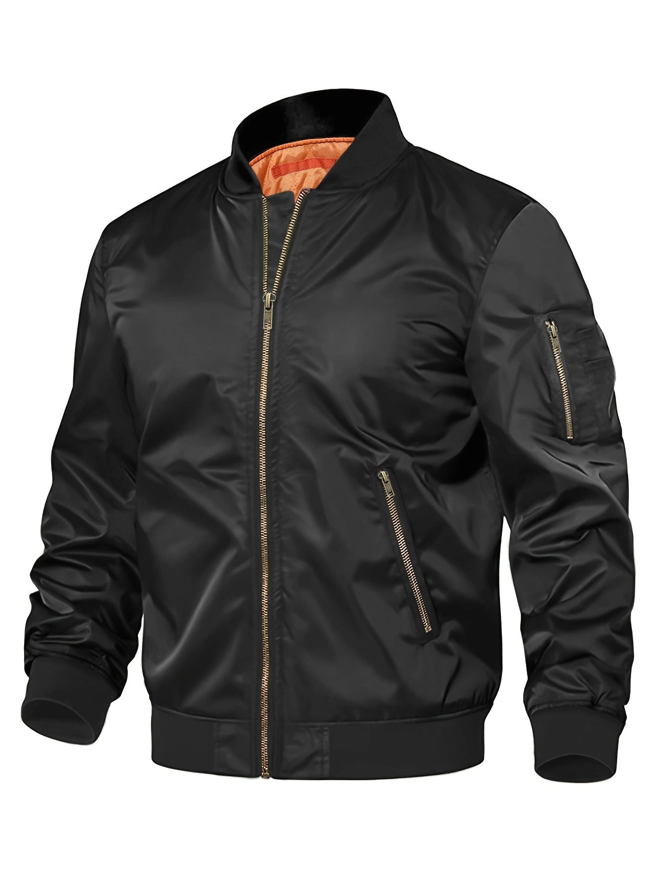 Mens Jacket New Spring Autumn Male Baseball Jackets Pilot Men Outwear Coat Zipper Men's Uniform  Leather Jacket 73.49 Black-XXXL