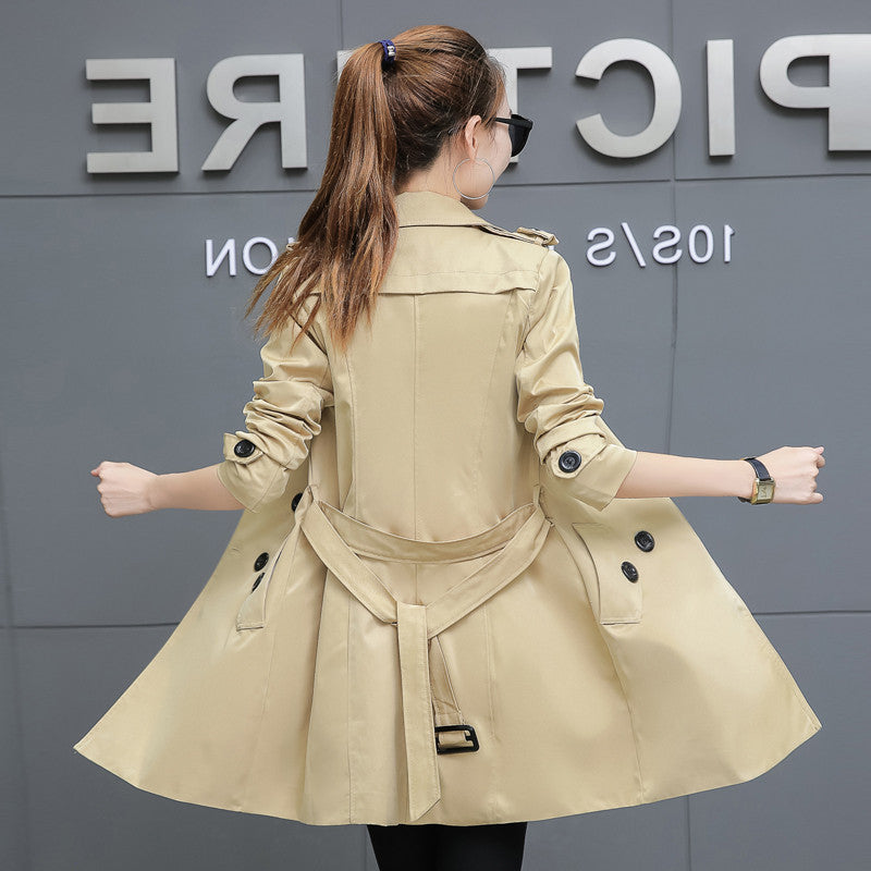 Slim Women Trench Coat Plus Size Mid-length  Leather Jacket 92.37 