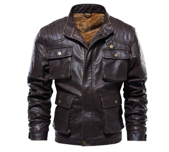 New men's leather clothing  Leather Jacket 184.69 Coffee-XXL