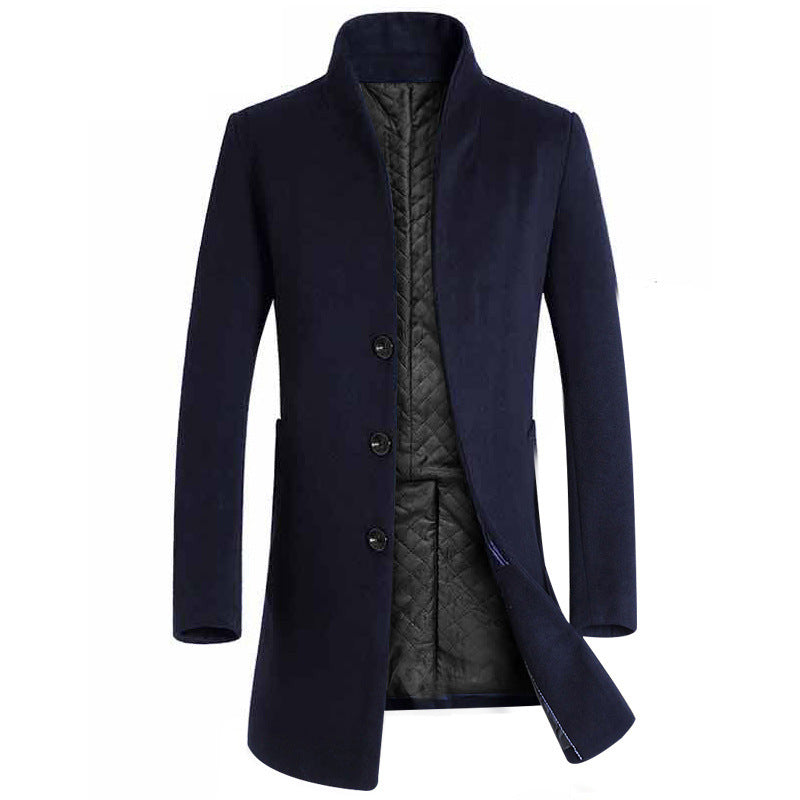 Men's long coat woolen coat trench coat  Leather Jacket  