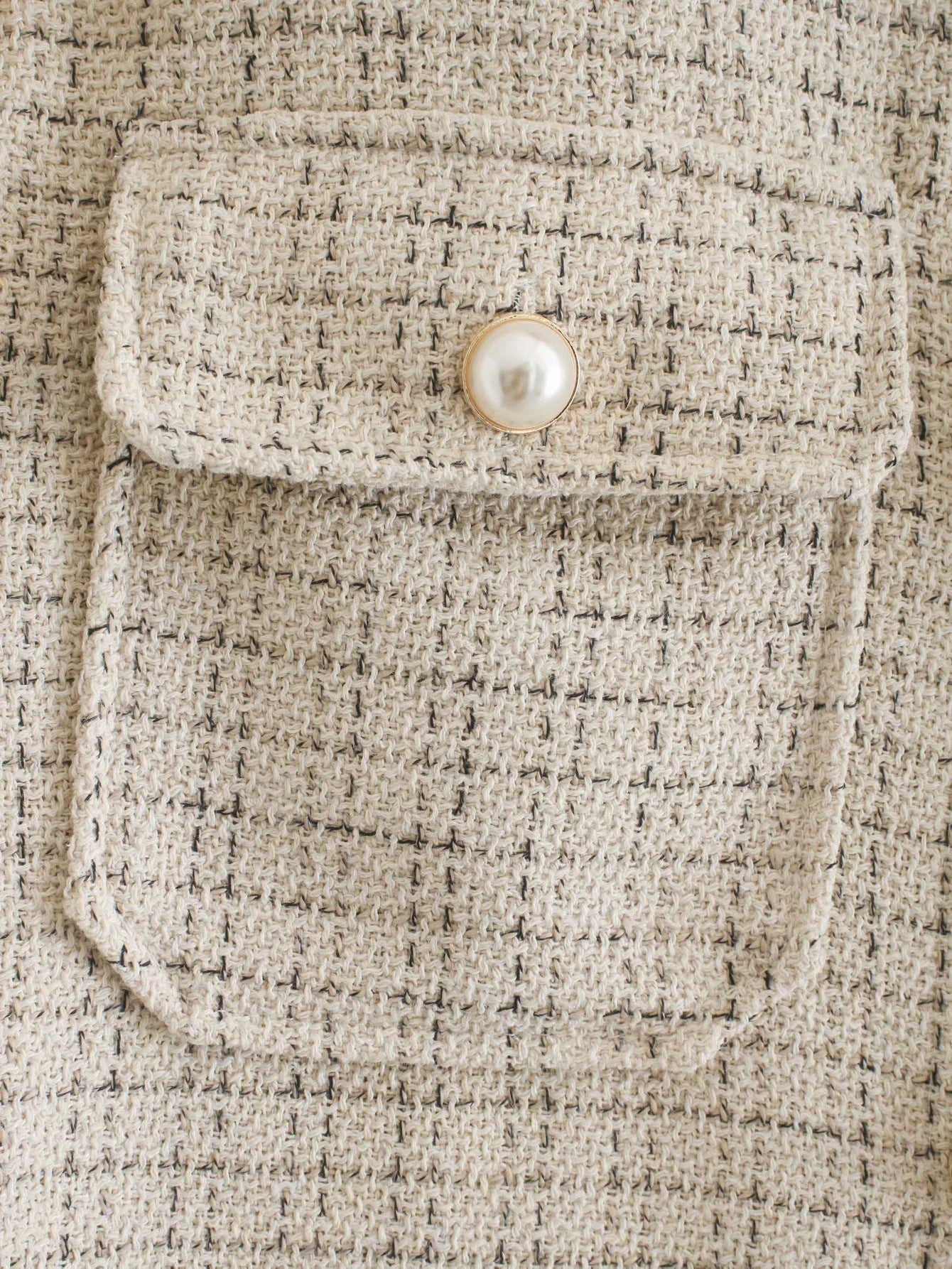 Women Plaid Pattern Thick Coats Jacket Pearl Buttons Long Sleeves Pocket Ladies Elegant Autumn Winter Coat  Leather Jacket  