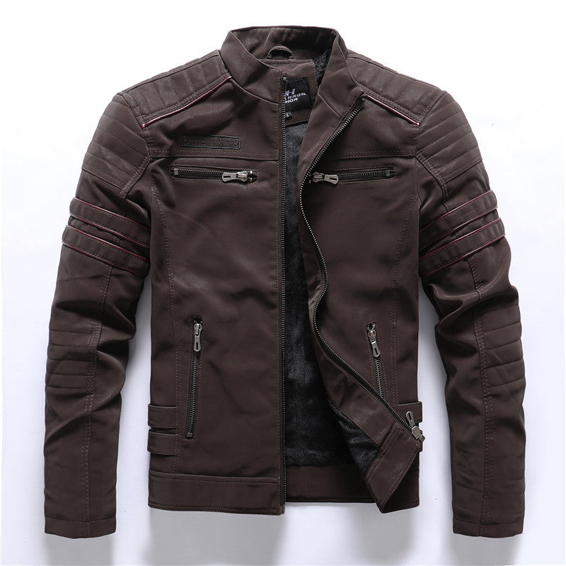 Men Fashion Pu Leather Jackets Coats  Leather Jacket 106.88 Coffee-XL
