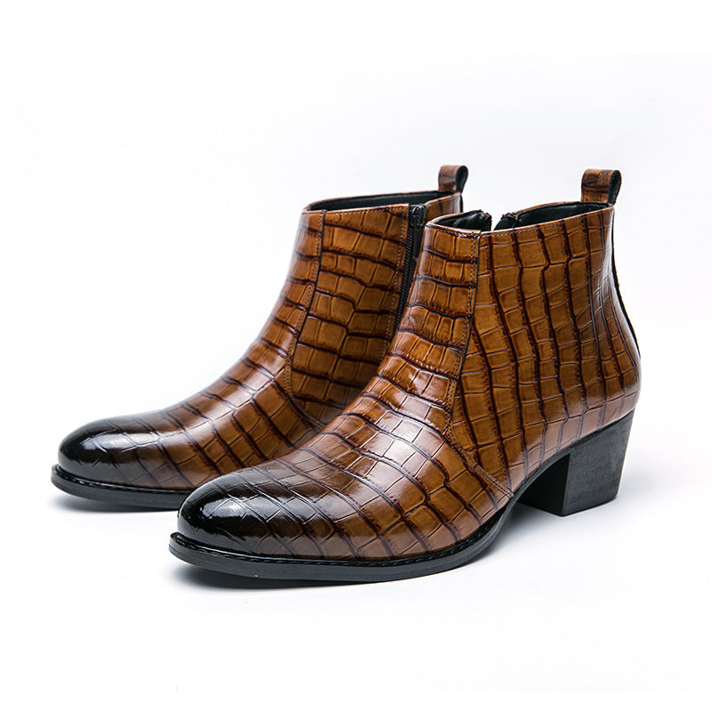 Casual Fashion Leather Boots Trendy British Style  Footwear 70.31 9200W-Brown-46