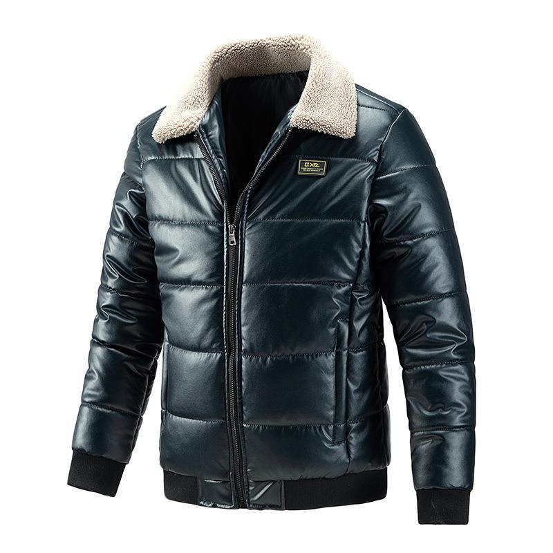 Cotton Men Fur Collar Trend Thickened  Leather Jacket 84.87 