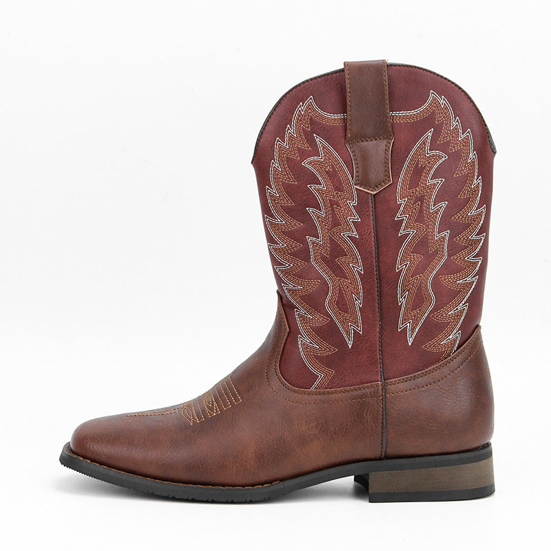 Western Denim Square Toe Motorcycle Men's Boots  Footwear  