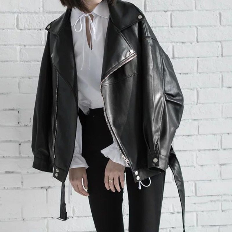 Long-sleeved leather coat  Leather Jacket 96.62 