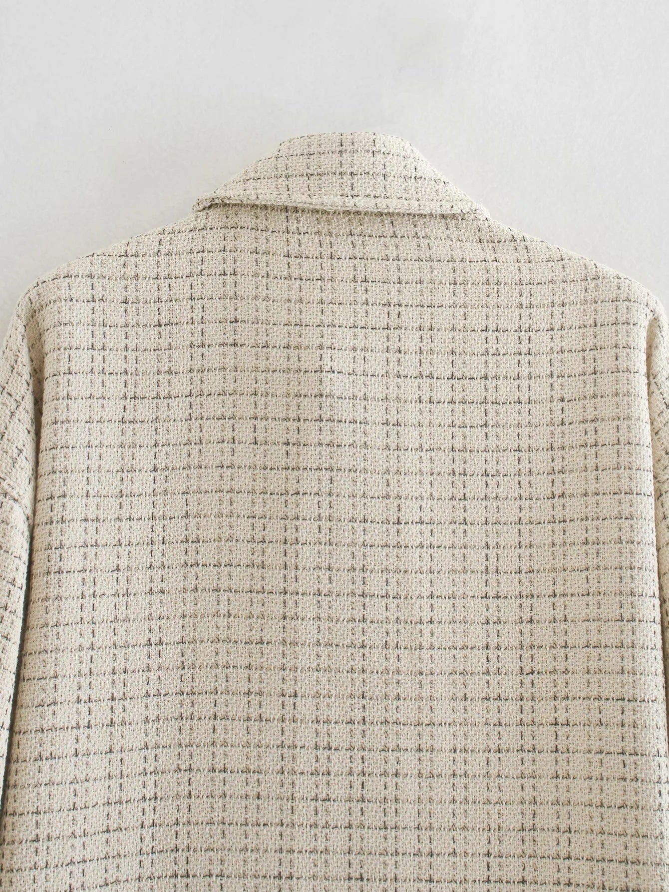 Women Plaid Pattern Thick Coats Jacket Pearl Buttons Long Sleeves Pocket Ladies Elegant Autumn Winter Coat  Leather Jacket  