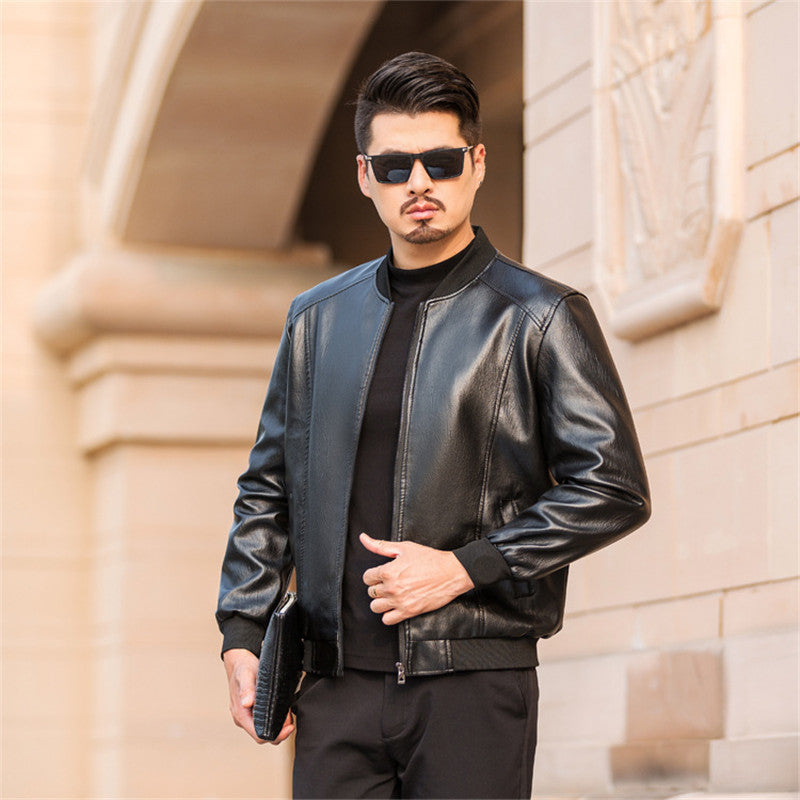 Men's Leather Jackets Spring And Autumn Plus Cashmere Men's Loose  Leather Jacket 78.00 