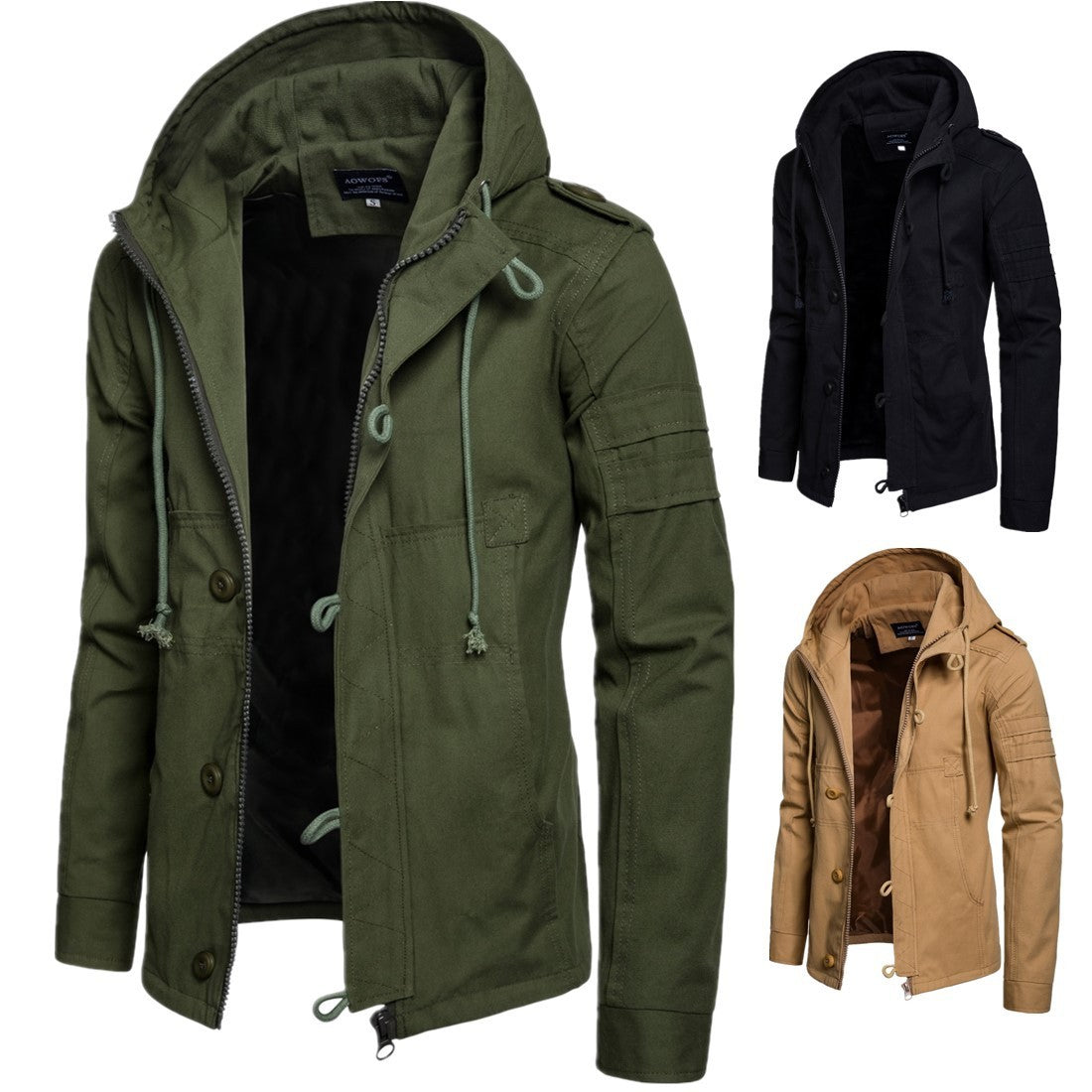 Men's hooded cotton jacket  Leather Jacket 117.30 