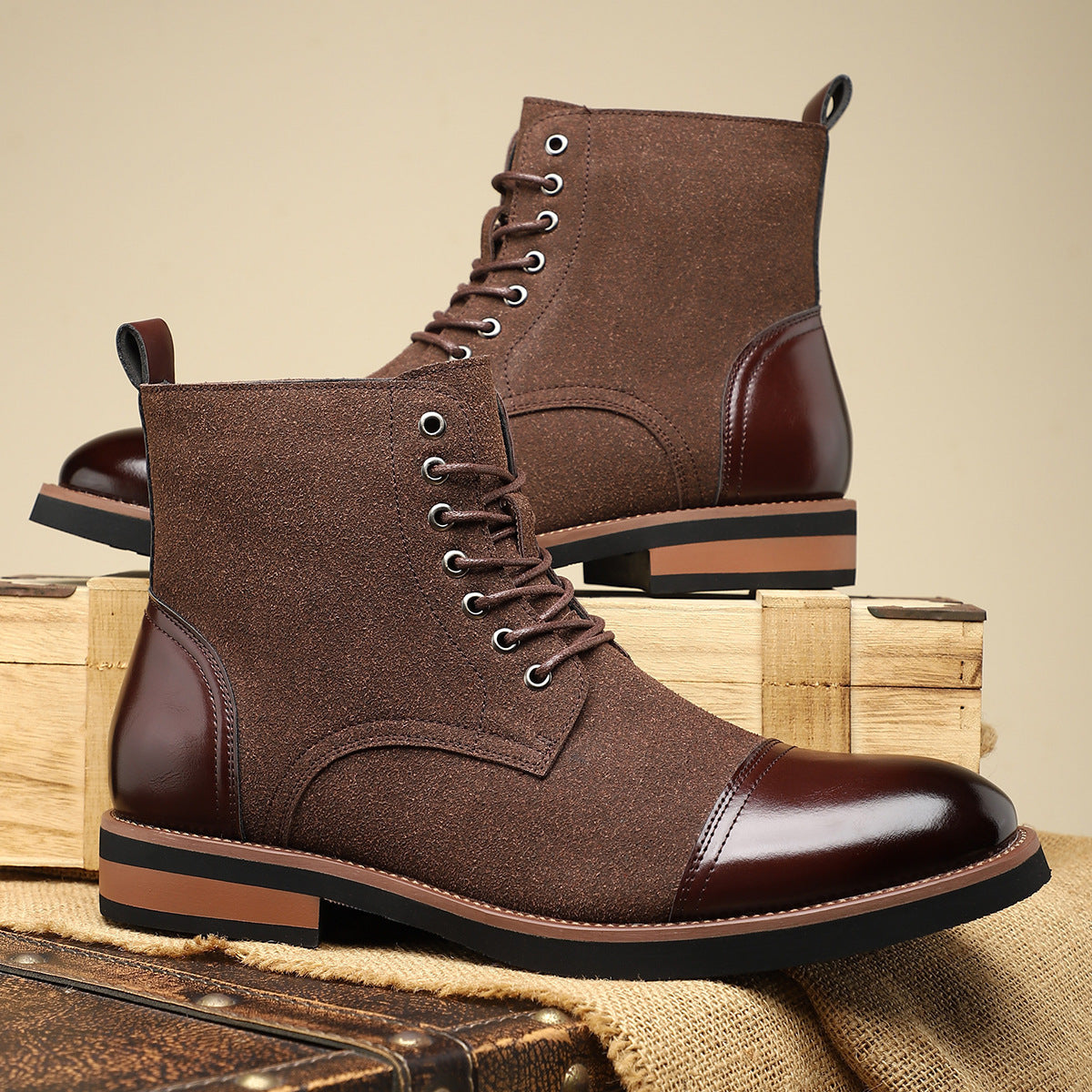 Men's Trendy Sleeve Leather All-match Casual Martin Boots  Footwear 76.63 