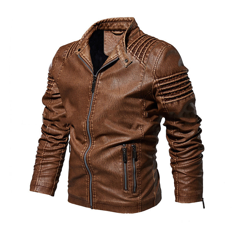 Men's leather clothing  Leather Jacket 133.55 Khaki-XXL