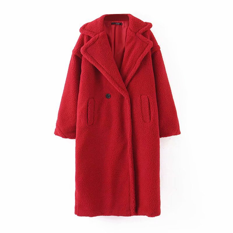 Mid-length lamb fur coat trench coat  Leather Jacket 92.82 