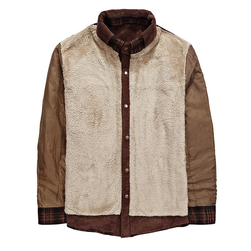 Winter Jacket Men Thicken Warm Fleece Jackets Coats Pure Cotton Plaid Jacket Military Clothes  Leather Jacket 96.92 