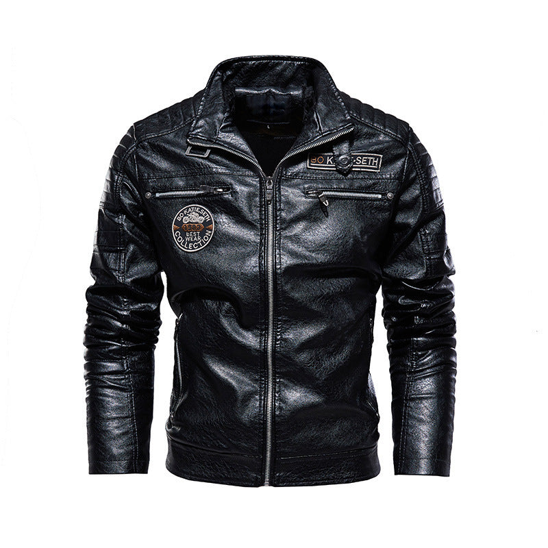 Motorcycle wear modern Hardman plush leather  Leather Jacket 95.61 Black-XXL
