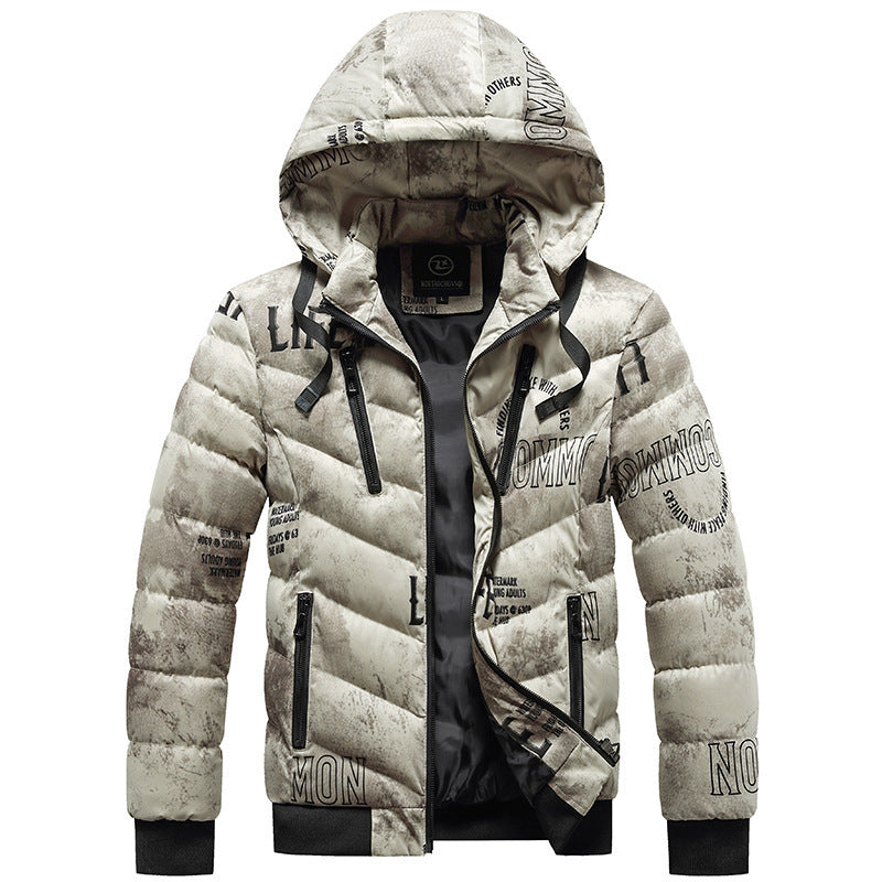Men's Winter Hooded Plus Fleece Padded Coat  Leather Jacket 102.58 