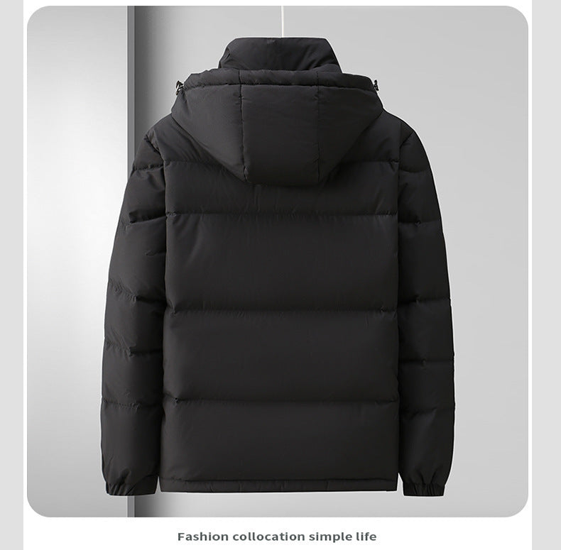 Winter Down Jacket Men's High-grade Hooded Loose  Leather Jacket 108.58 