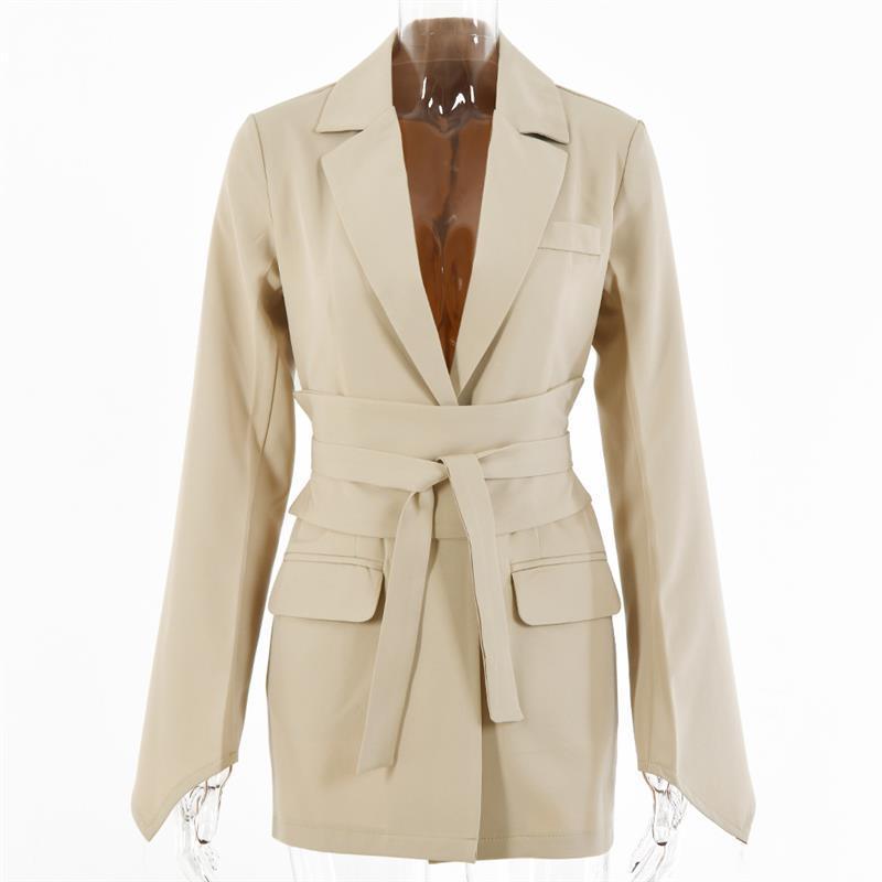 Women's Suit Jackets Top Waist Slimming Elegant Small Suit  Leather Jacket 68.66 Khaki-XL