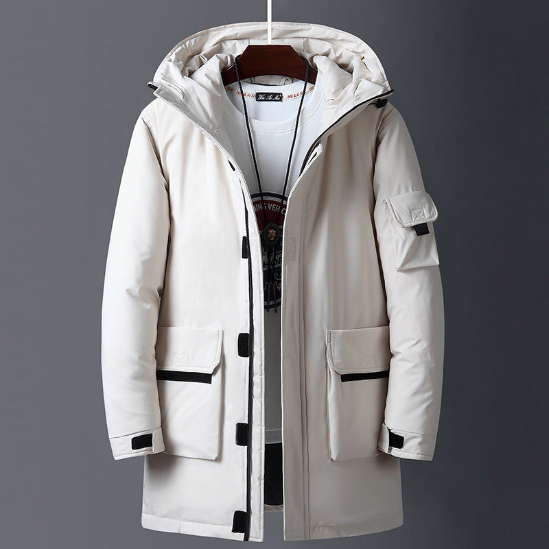 Hooded Warm Down Jacket Male  Leather Jacket  