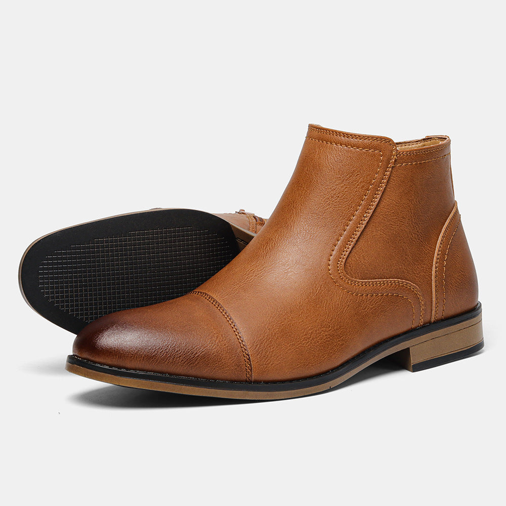 Plus Size Men's Chelsea Boots Inside Zipper Leather Boots  Footwear  