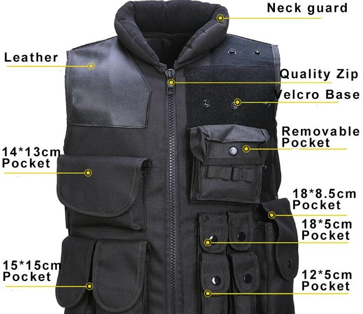 Tactical Vest Black Mens Military Hunting Vest  Leather Jacket 78.53 