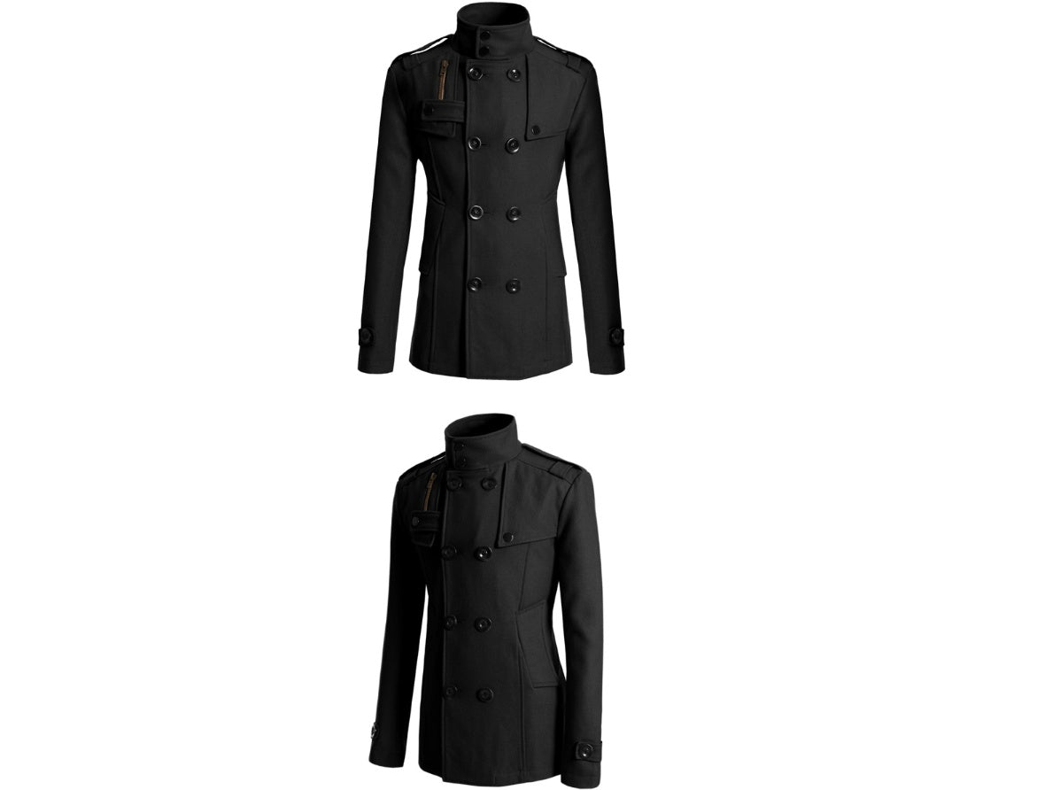 Men's woolen trench coat  Leather Jacket 66.59 