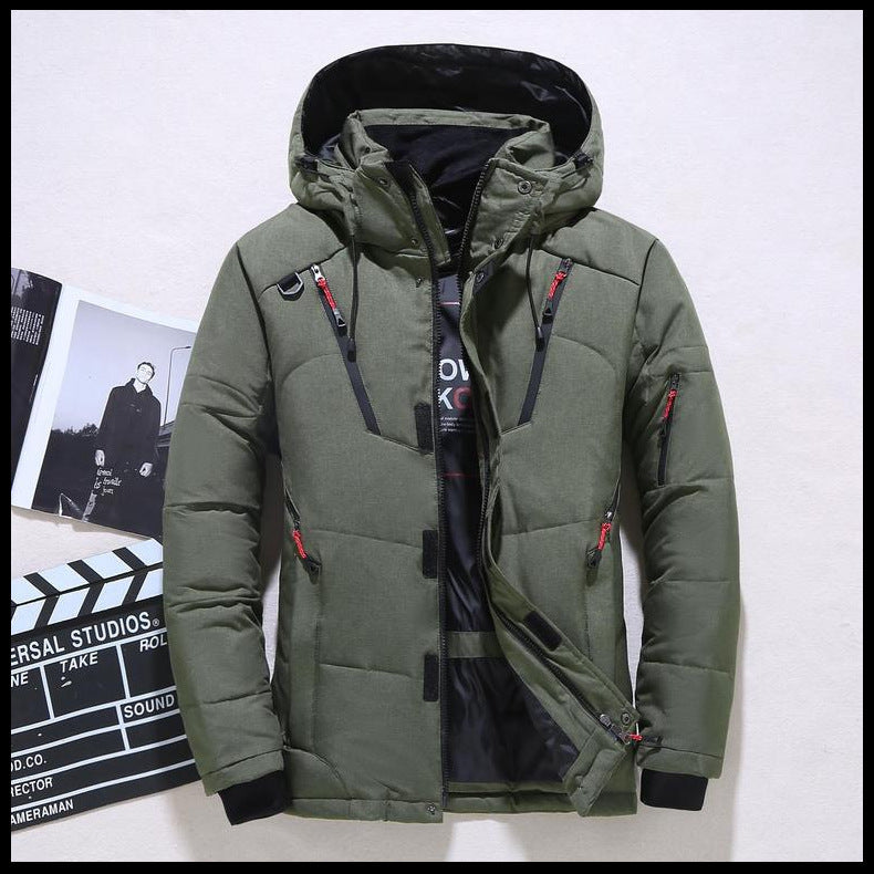 Men's down jacket  Leather Jacket 121.48 Green-XXL