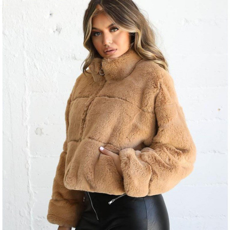Ladies winter zip-up thermal jackets  Leather Jacket  