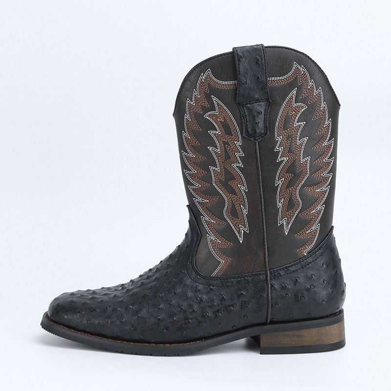 Western Denim Square Toe Motorcycle Men's Boots  Footwear  