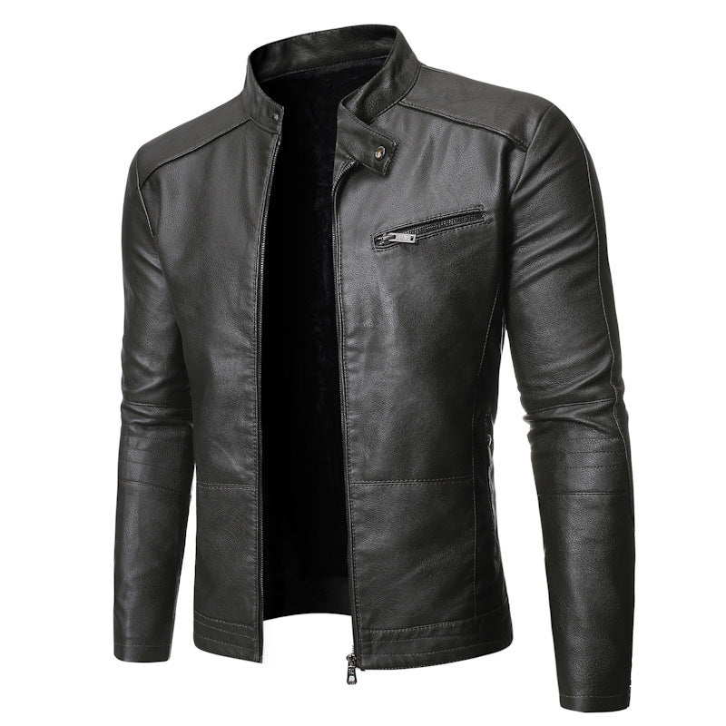 New European And American Men's Motorcycle Leather Jackets  Leather Jacket 84.61 Green-XL