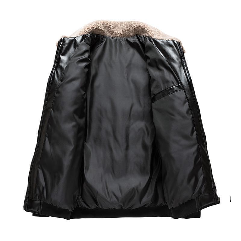 Cotton Men Fur Collar Trend Thickened  Leather Jacket 84.87 