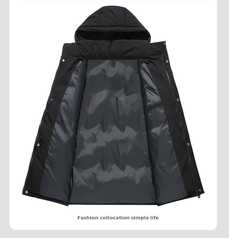 Winter Down Jacket Men's High-grade Hooded Loose  Leather Jacket 108.58 