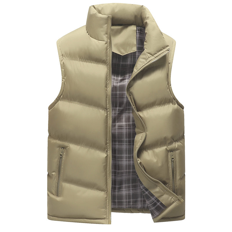 Men's down jacket vest jacket  Leather Jacket 77.00 Khaki-XXL