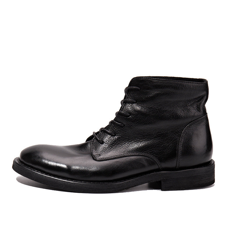 Trendy Workwear Boots All-match First Layer Cowhide Retro  Footwear 288.47 Black-44