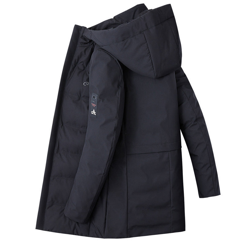 Thick Mid-length Down Padded Jacket Men's Loose Jacket  Leather Jacket 98.09 