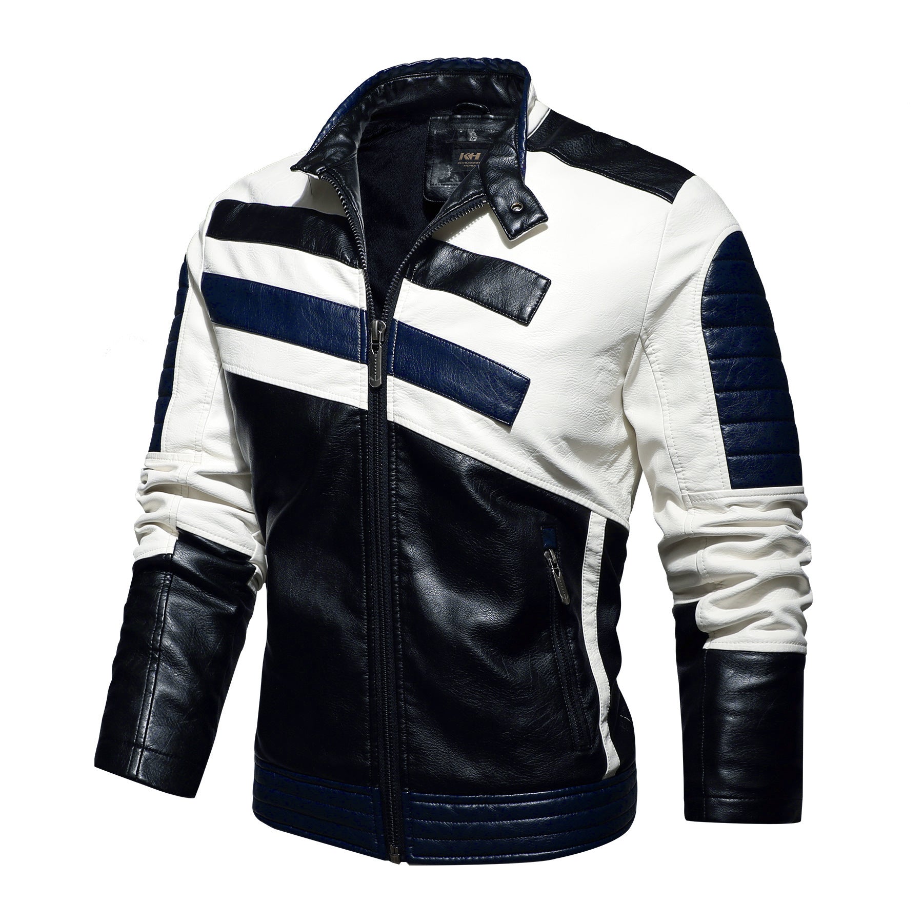 Mens Leather Jackets Motorcycle Stand Collar  Leather Jacket 105.17 