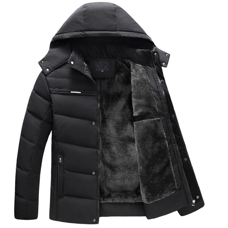 Hooded slim fit plus down padded down jacket men  Leather Jacket 80.40 Black-XXL