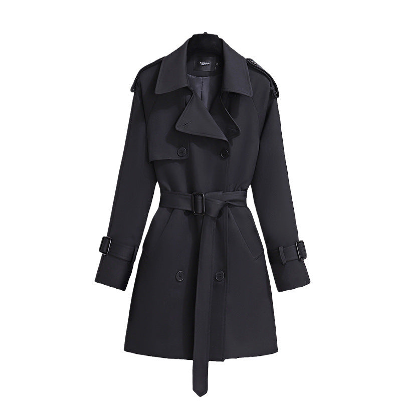 Short Trench Coat Women's Khaki  Leather Jacket 108.21 