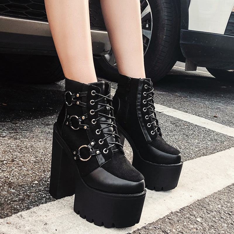 Thick-soled Super High Heels Bootie Women's Shoes