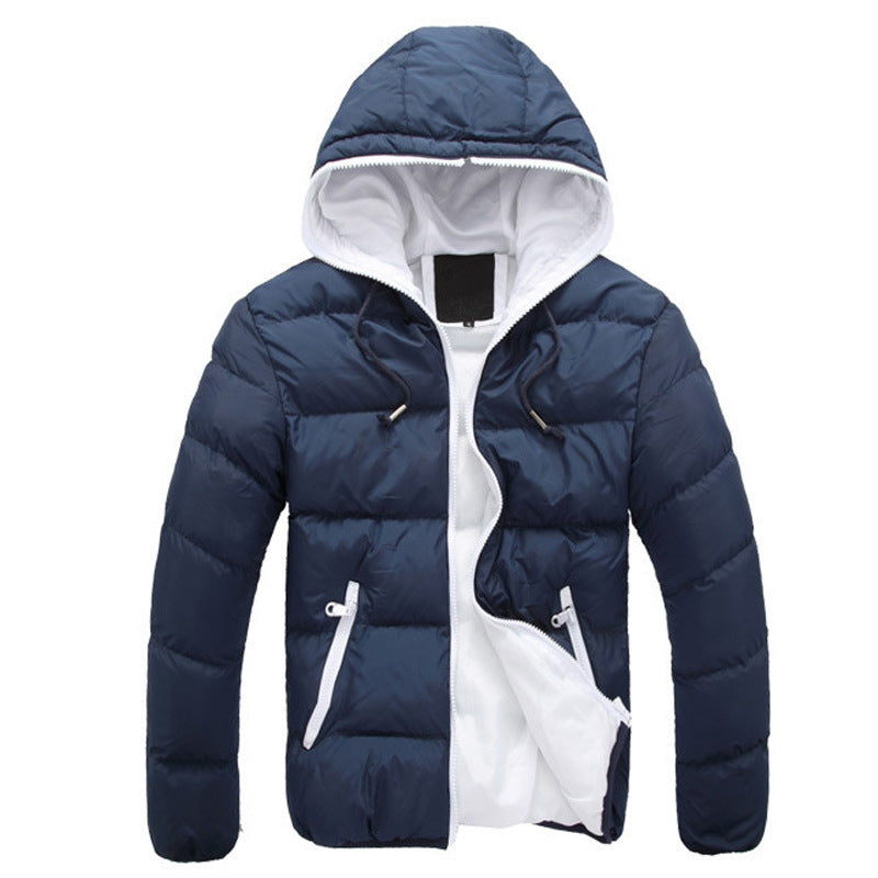 Autumn and winter men's cotton jacket  Leather Jacket 60.00 Blue-and-white-XXL