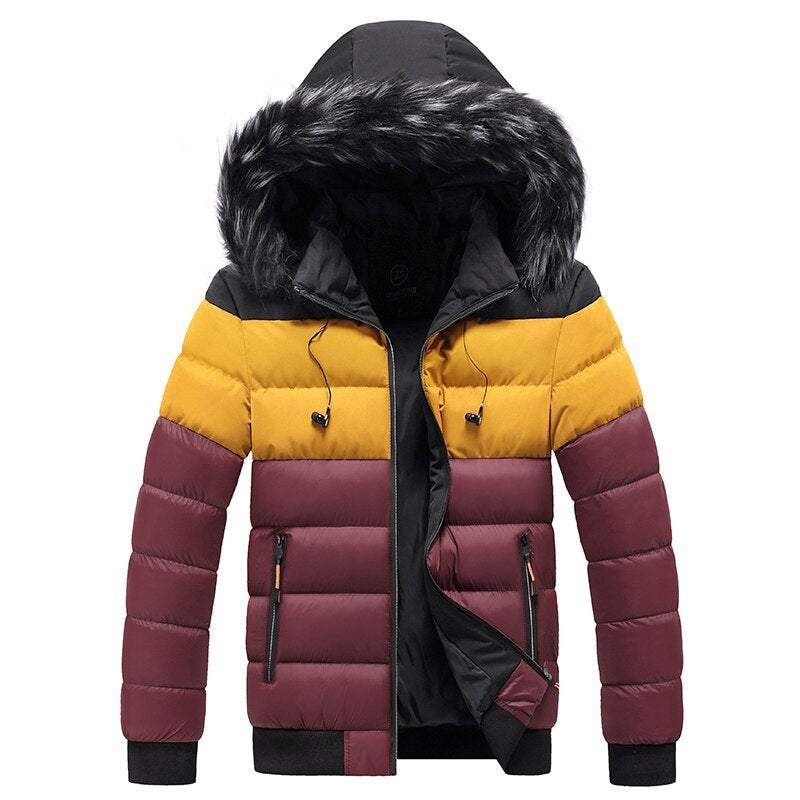Fashion Youth Patchwork Color Cotton Padded Jacket  Leather Jacket 76.30 