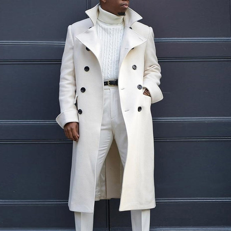 British Loose Coat Mid-Length Trench Coat  Leather Jacket 107.99 White-XXL