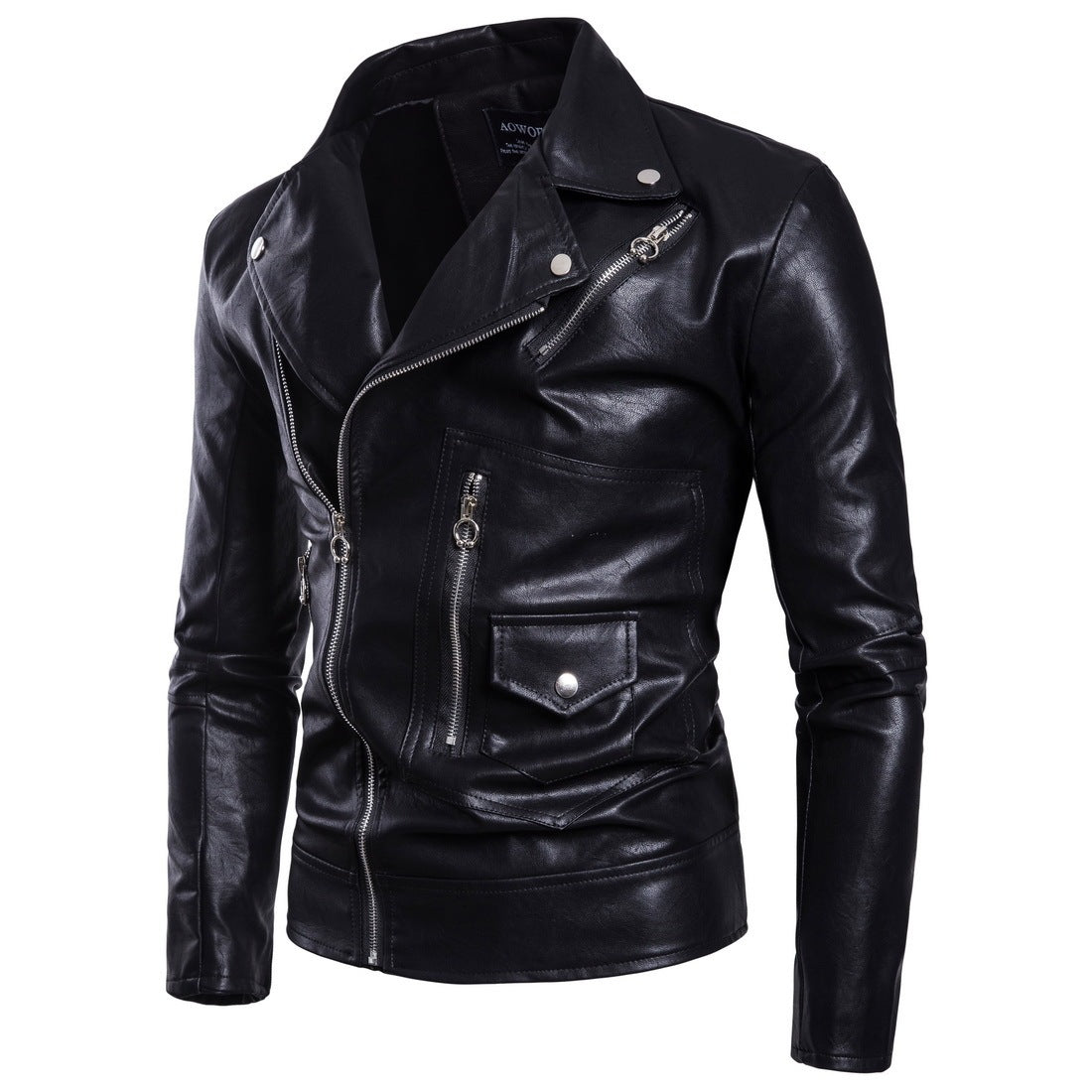 Men's Motorcycle Multi Zip Leather Coat  Leather Jacket 99.71 