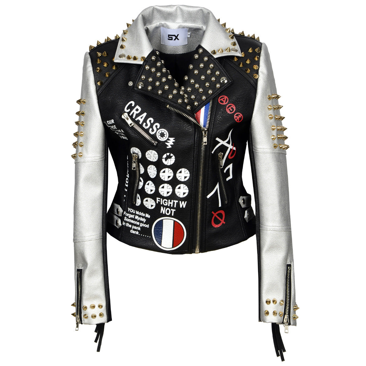 Women's rock graffiti leather  Leather Jacket 264.76 