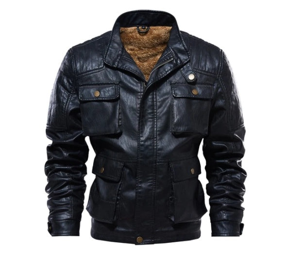 New men's leather clothing  Leather Jacket 184.69 Black-XXL