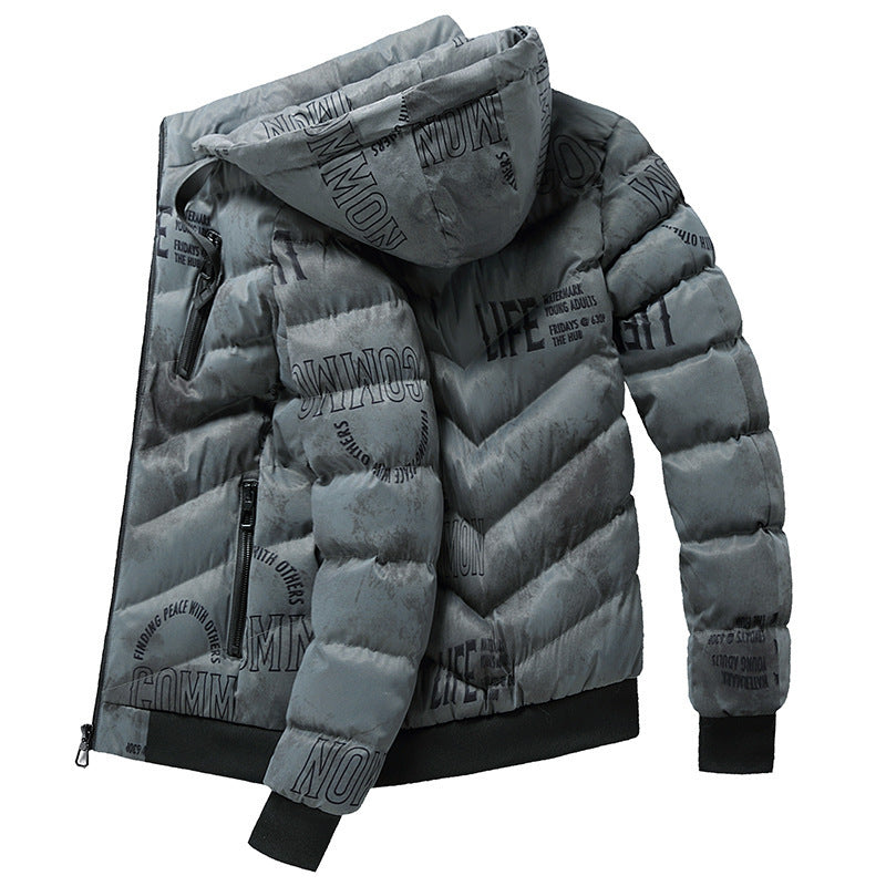 Men's Winter Hooded Plus Fleece Padded Coat  Leather Jacket 101.46 Green-XL